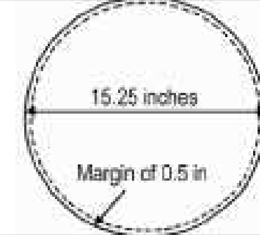 Circular zafu cloth template with 15.25 inch diameter and 0.5 inch margin